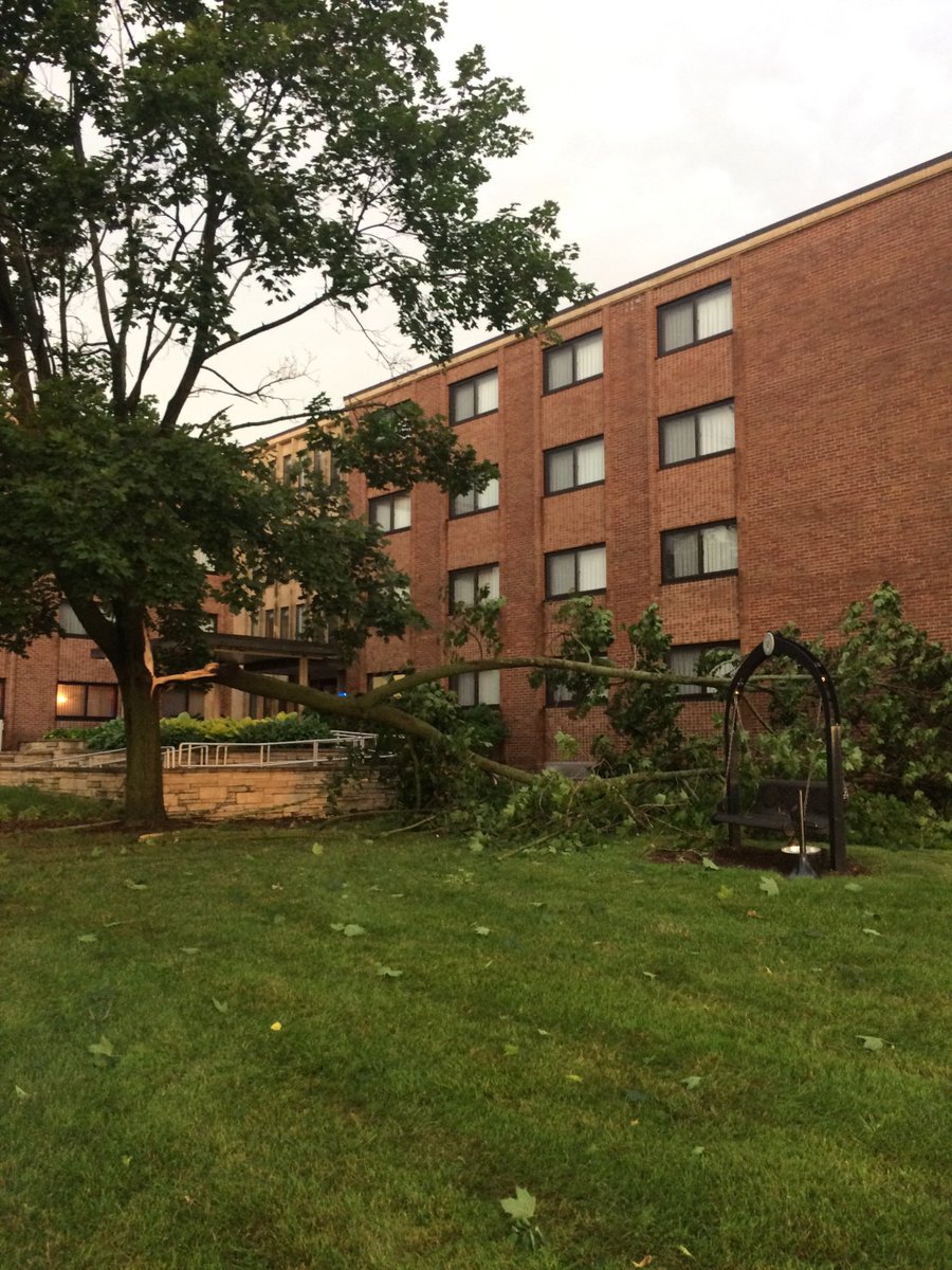 UWLadmissions's tweet photo. Take a look at the tree branch that fell outside Drake Hall! Don't worry, we will get it all cleaned up before you come to visit! https://t.co/lx8ZiurwHA