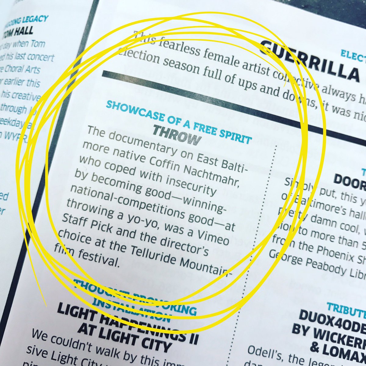 Earlylightbalt's tweet photo. .@Baltimoremag named #ThrowFilm best showcase of a human spirit in its #BestofBaltimore issue π https://t.co/9r9I3UD4rx