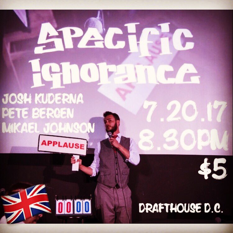 SpecIgnorance's tweet photo. TONIGHT TONIGHT TONIGHT!!! #SpecificIgnorance w/ @MenuComedy @peteybergen @JoshKuderna @mikaelljohn 8.30pm ($5) @DrafthouseDC - link in bio! https://t.co/hG5woiXXrW