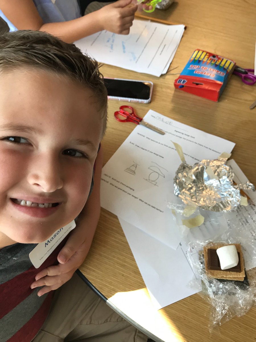 BethWestemeier's tweet photo. Engineering design challenge: make s'mores withstand the elements. #ProjectBasedLearning #BringYourKidToWork @c_naparalla @MJWestemeier https://t.co/RfunUWJA87