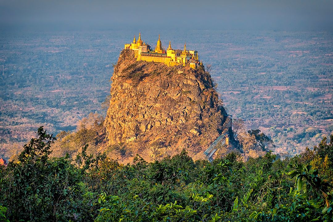 atlasandboots's tweet photo. A2: One of the lesser-known landmarks we’ve seen is Taung Kalat, a Buddhist monastery built atop a volcano in Myanmar #LPchat https://t.co/KJuGtl6ndf