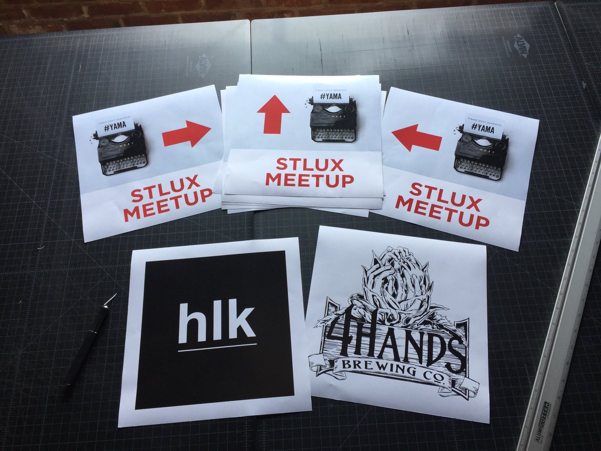 frankdaltonUX's tweet photo. Are you ready for the STLUX meetup tonight?  https://t.co/eQIschLwLX We are! Just follow the arrows! #STLUX #4Hands #HLKToday #DreamingUX https://t.co/ZBWp2mDcba