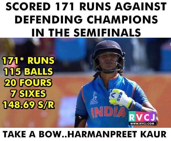 sjansari's tweet photo. That's Harmanpreet Kaur for you..
#WWC17 #IndvAus https://t.co/DF9I8qIohm