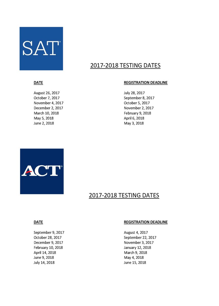Thank you to our compliance friends at <a href="/MasonCompliance/">Mason Compliance</a> for sharing with us the 2017-2018 testing dates for the ACT and SAT.