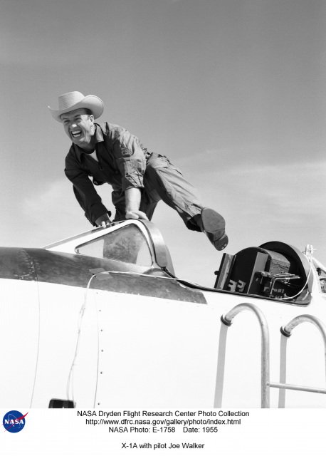Walker excitedly climbs aboard X-1A