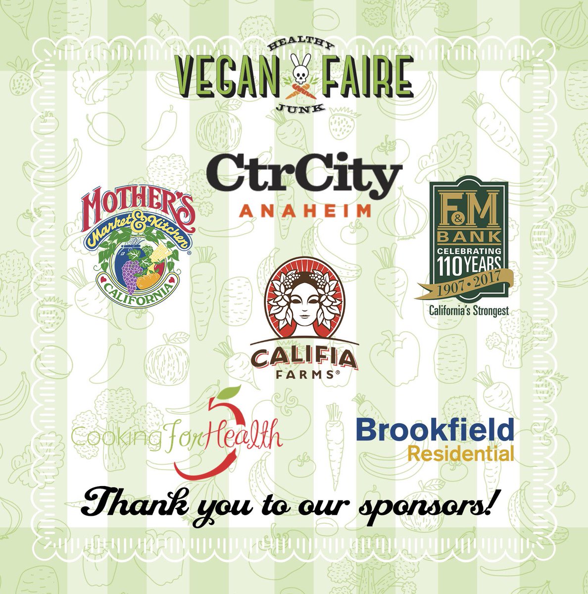 Veganfaire's tweet photo. Thank you to our sponsors of this year's Fourth Annual #VeganFaire2017 Motown Sounds! @MothersMarkets @_Cooking4Health @BrookfieldSoCal https://t.co/gusRm5Dd4h