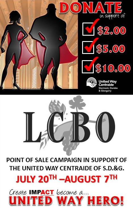 LLGreer's tweet photo. #LCBO campaign for @LiveUnitedSDG starts today until Aug 7 please consider donating $2, $5 or $10 to support our local SDG community! https://t.co/qoDQjwlLJa