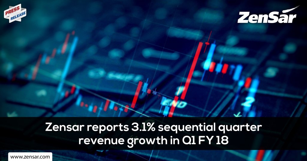 ZensarRetail's tweet photo. #PressRelease - Zensar reports 3.1% sequential quarter revenue growth in Q1 FY 18 https://t.co/4FwUpYKbLb https://t.co/7yzO0JupMI