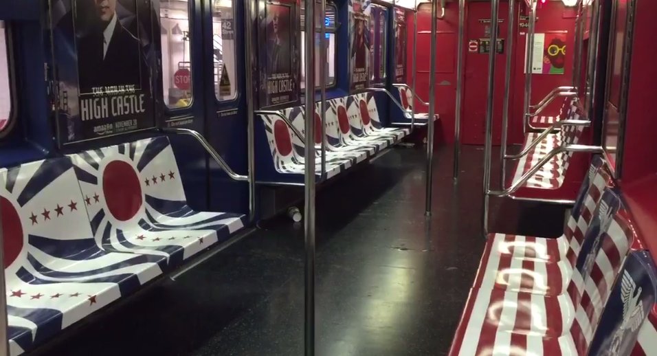 awful_ads's tweet photo. Remember when Amazon covered a New York subway with Nazi insignia to promote a TV show? https://t.co/yo6bUV1RE4 https://t.co/eJMOaIxkMw