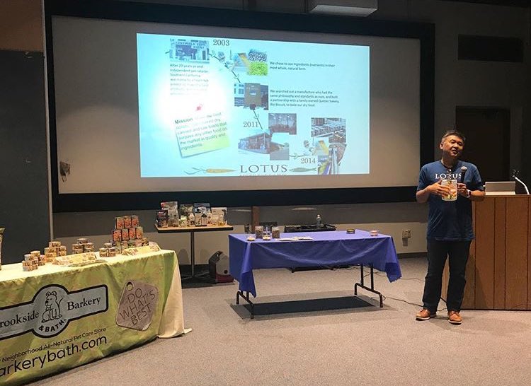 BarkeryKC's tweet photo. Daron Matsuura, president &amp; cofounder of @LotusPetFoods speaking at last night's Barkery University seminar on Pet Nutrition. https://t.co/xOC0oDmalc