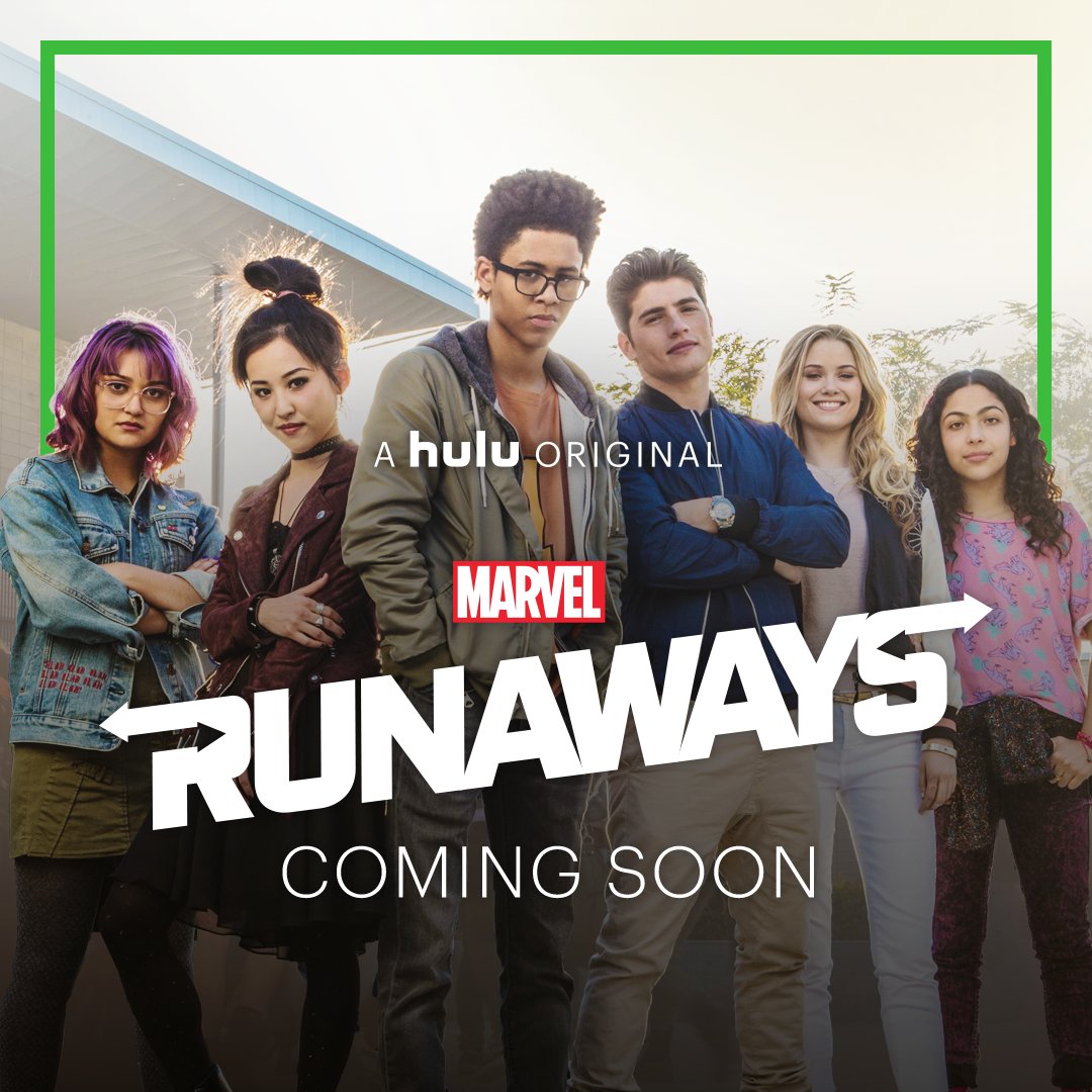 Marvel's #Runaways will premiere Tuesday, November 21 on Hulu. Season 1 consists of 10 episodes. <a href="/greggsulkin/">Gregg Sulkin</a> @Ariela_Barer <a href="/JoshSchwartz76/">Josh Schwartz</a>