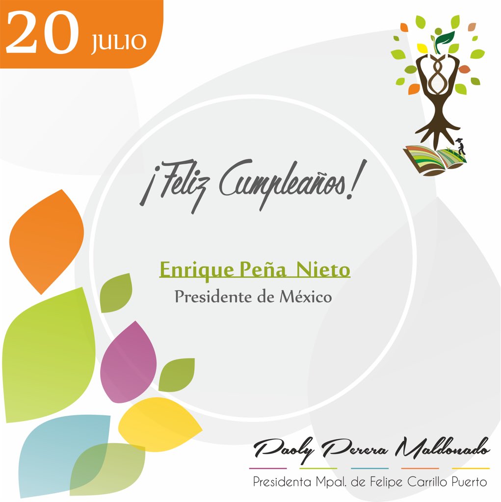 Felicito con gran afecto a nuestro Presidente de México <a href="/EPN/">Enrique Peña Nieto</a> por motivo de su cumpleaño. Mis mejores deseos hoy y siempre