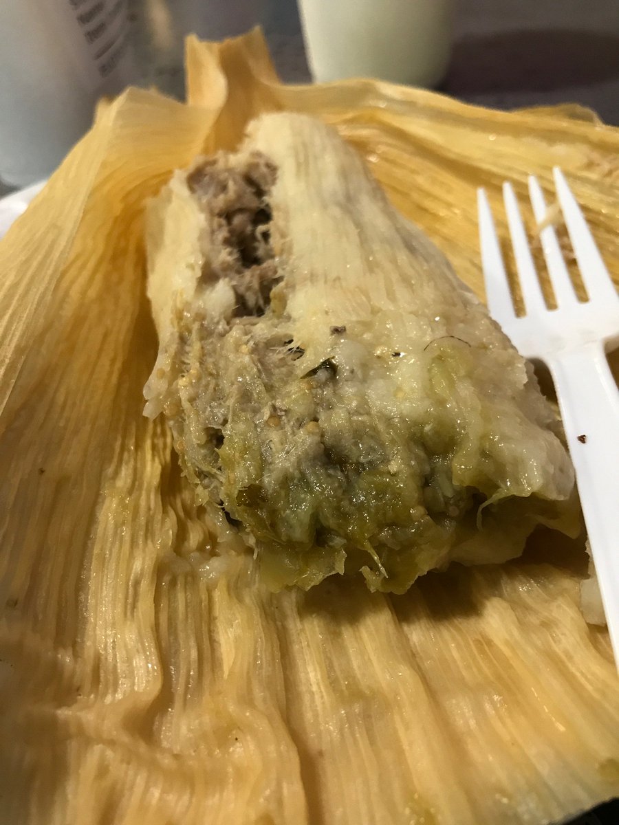 SpeedEats's tweet photo. One of the yummiest spots near @ims is @Tamale_Place 
Pork w green sauce tamale &amp; AMAZING Elotes. #NASCAR https://t.co/1l78ss4t1m