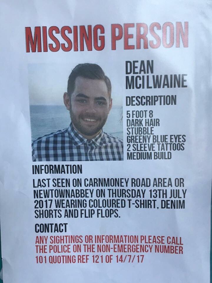 GuySpence's tweet image. I hope &amp;amp; pray that we can locate Dean McIlwaine. If anyone has info please call the Police on 101 &amp;amp; use reference number 121 on 14/07/17.