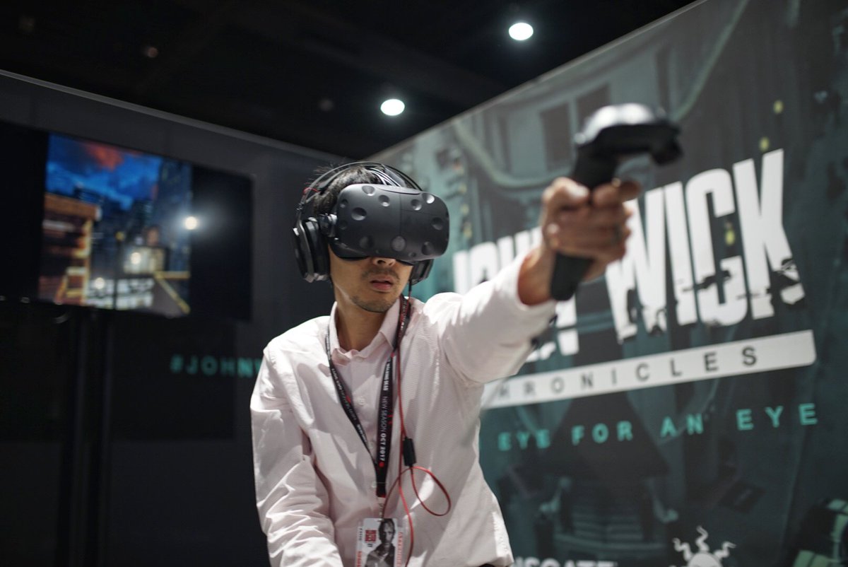 JohnWickMovie's tweet photo. #JohnWickVR is back. Stop by #Lionsgate booth 4045 at #SDCC2017 to get in on the action! 💥 https://t.co/bmlcRWBxbj