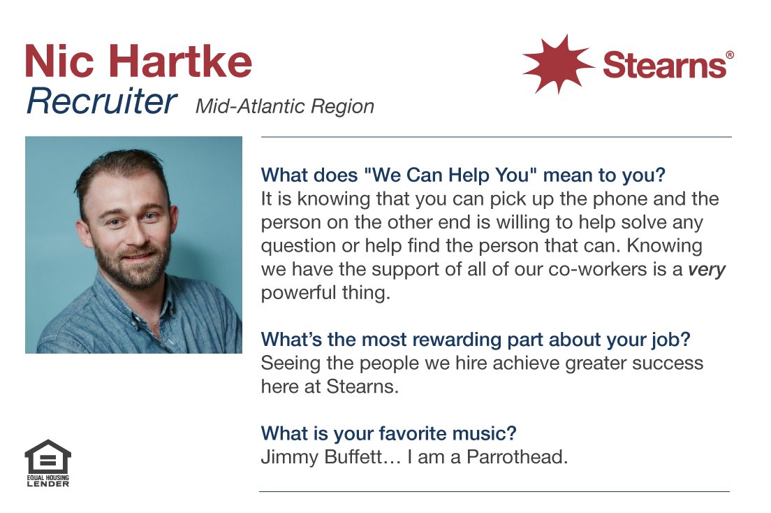 joinstearns's tweet photo. Meet your Mid-Atlantic Recruiter Nic Harke! NMLS#1854 https://t.co/sk7dRaE6DM