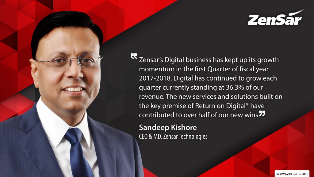 ZensarRetail's tweet photo. #news The new services &amp; solutions built on the key premise of Return on Digital® have contributed to over half of our new wins by @skishore https://t.co/nHekLf6bqg