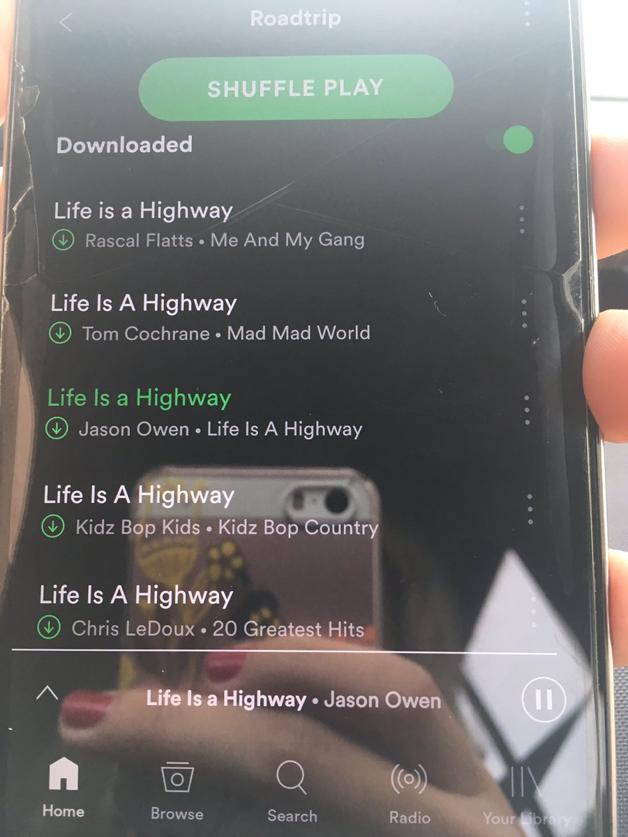 meg_nix's tweet photo. Caleb told me this AM that he made us a road trip play list. We get on the road, and 15 minutes later I've heard life is a highway 3 times.. https://t.co/gPpl4vZUIG