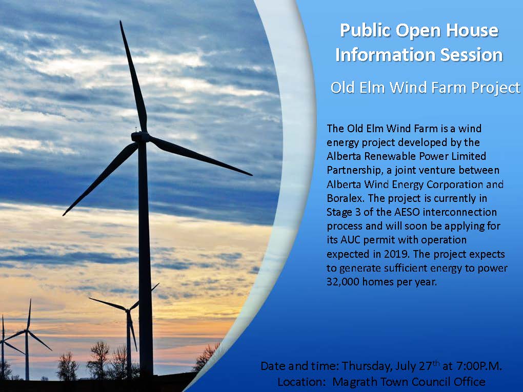 Public Open House Information Session:

Date and time: Thursday, July 27th at 7:00P.M.
Location: Magrath Town Council Office