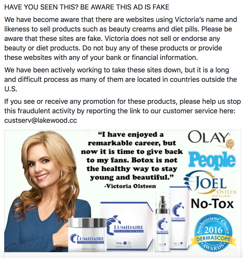 Victoria Osteen on Twitter "HAVE YOU SEEN THIS? BE AWARE THIS AD IS