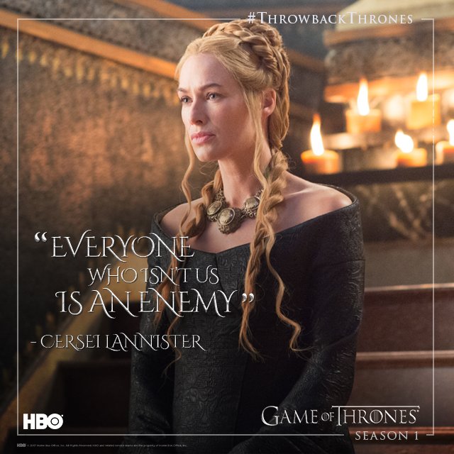 HBOMaxUK's tweet photo. To trust is to show weakness. #ThrowbackThrones #GameofThrones https://t.co/oNHI20S1h4