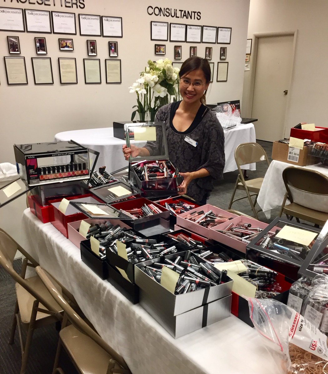 One of our talented interns sorting products to go into the brand new NYX fixture at our Concord store!
