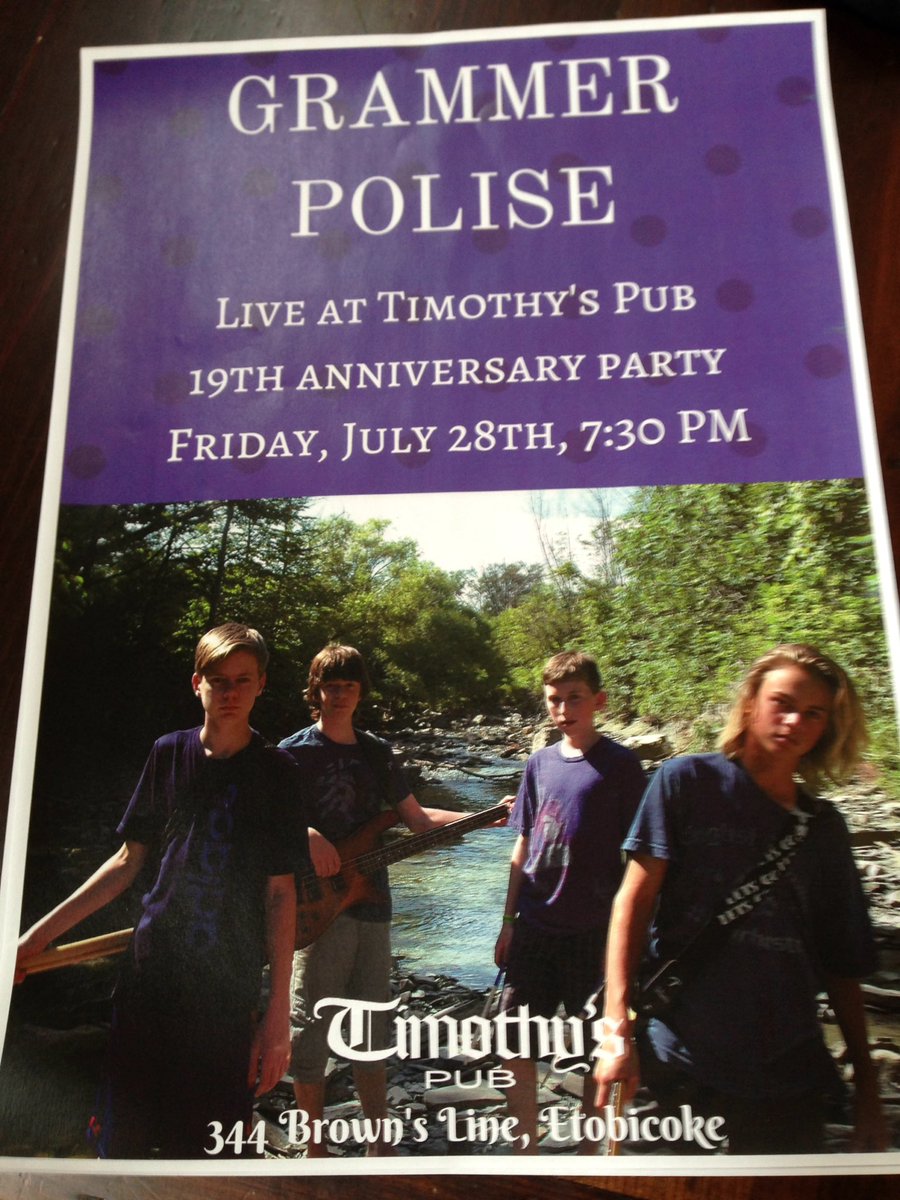 Posters are ready for our Timothy's Pub gig on Friday the 28th! #music #portcredit #etobicoke #toronto