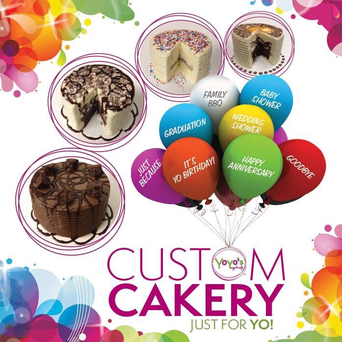 yoyosyogurt's tweet photo. Celebrating a #birthday? We've got #YoCake covered! #glutenfree & #vegan options available! #customcakery #justforYO https://t.co/7UHrwJvIPu