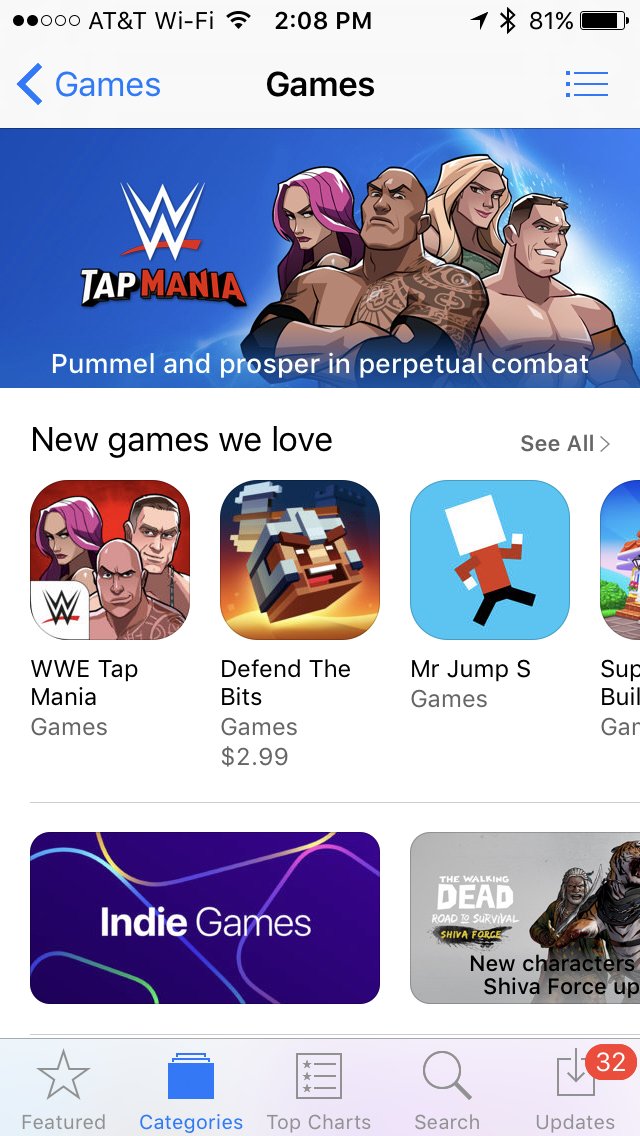 tapdave's tweet photo. Our new game #WWETapMania is on the @AppStore &amp; Google Play! So proud to be part of this team. @thetaplab @SEGA @WWE https://t.co/0o7rCb2RG9 https://t.co/bkO5SGc3sW