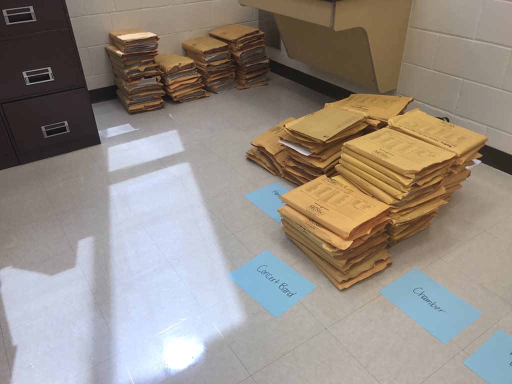 CloverHillBands's tweet photo. Our music library is getting a makeover! #GotService #GoCavs https://t.co/GVv1zzRgga