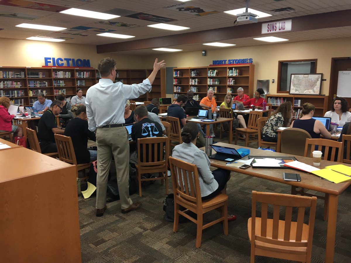 Wyandotte_High's tweet photo. Mr. Lersch doing a phenomenal job facilitating a comprehensive school-wide #DataPortrait of our school. #Celebrate #JagFamily https://t.co/LAPECWYyau