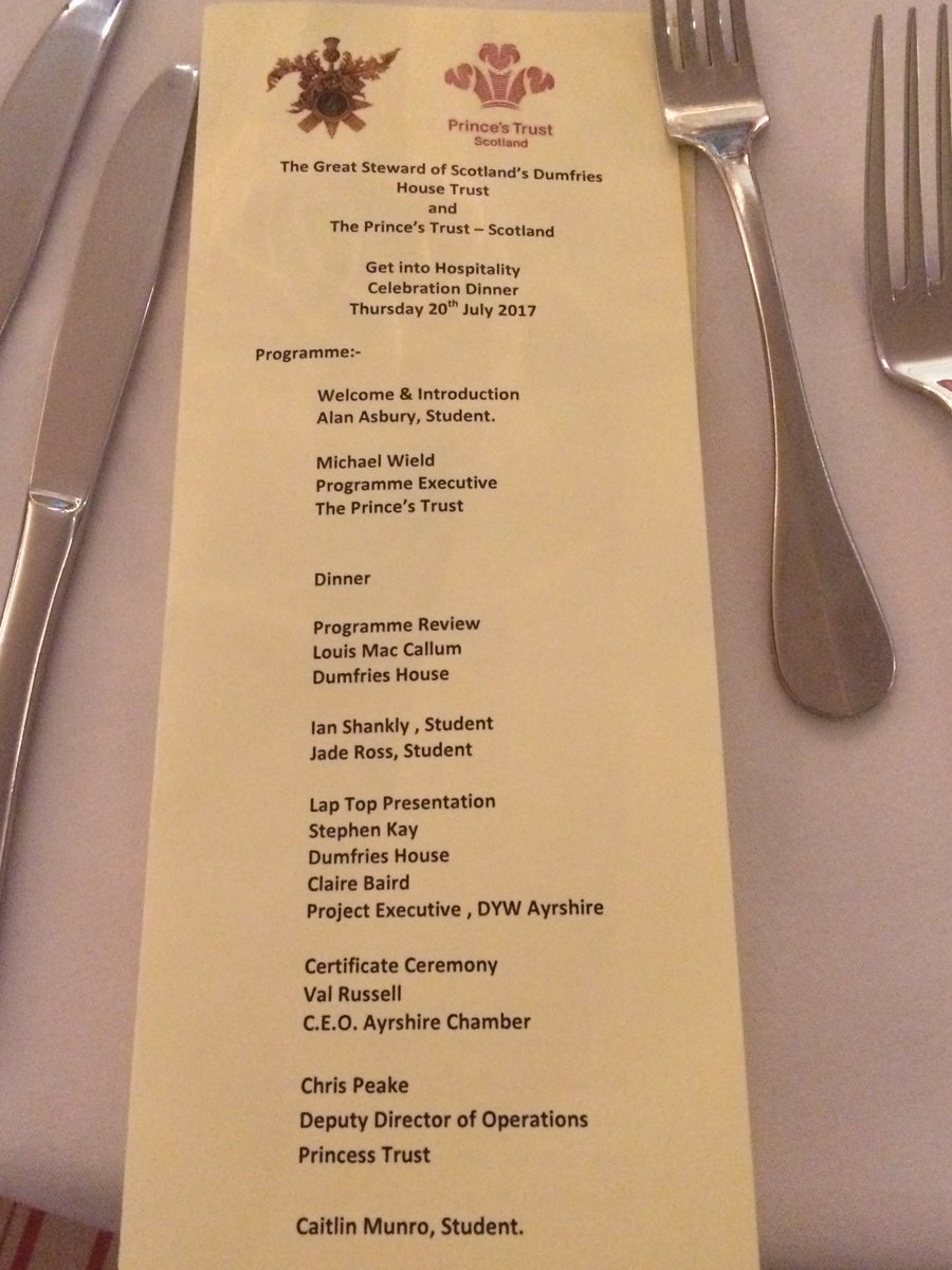 DYWAyrshire's tweet image. Looking forward to @PrincesTrustSco Celebration Dinner for Hospitality students with @ACCI_CEO #developingourfuture