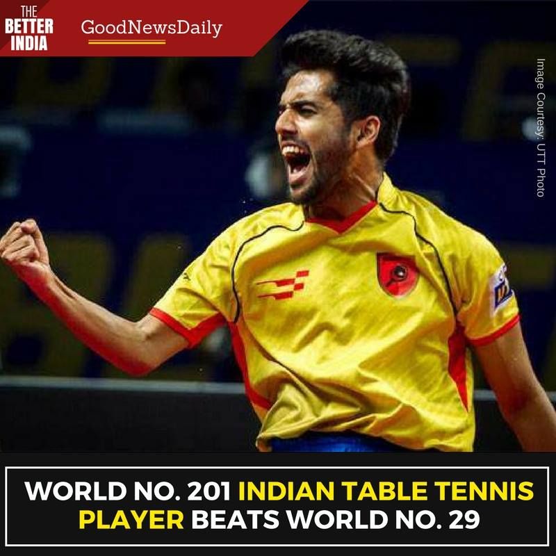 thebetterindia's tweet photo. Indian table tennis player Sanil Shetty, ranked 201 worldwide, defeated world number 29 Aruna Qadri of Nigeria in Ultimate Table Tennis. https://t.co/rO0R0WizWR