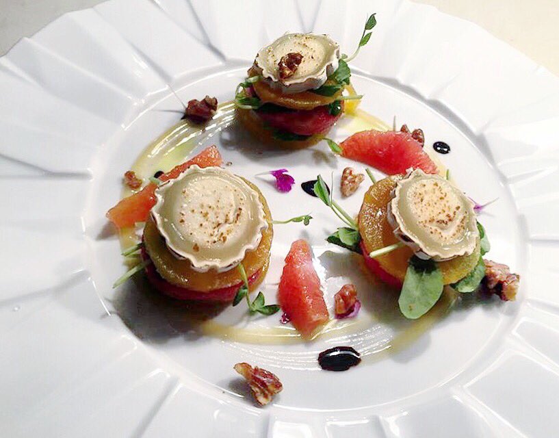 *NEW* Beet Salad: 
Candy Cane &amp; Golden Beets, Heirloom Grape Tomato, Paillot De Chèvre, Candied Walnuts, Truffle Honey Vinaigrette