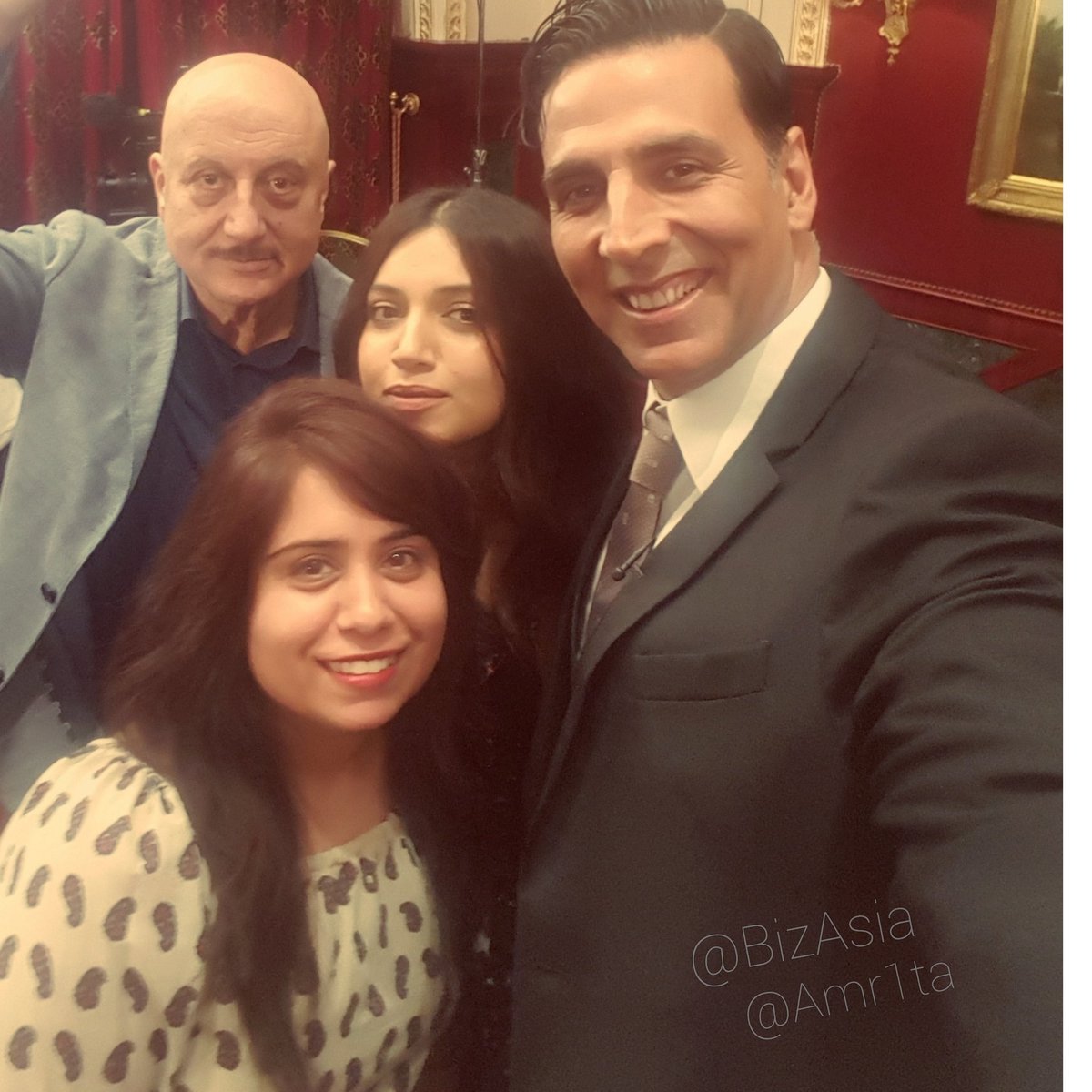 Amr1ta's tweet photo. Great meeting this awesome trio in London for @ToiletTheFilm #TEPK. Interview coming soon on @BizAsia! 😊 #ToiletUKTakeover #TEPK @psbhumi https://t.co/WghB8HWGff