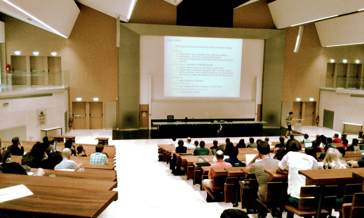 esslli17's tweet photo. Jérôme Lang now in Amphi Despax @UT1Capitole for #ESSLLI2017 evening lectures! https://t.co/O5r2LqkBLR