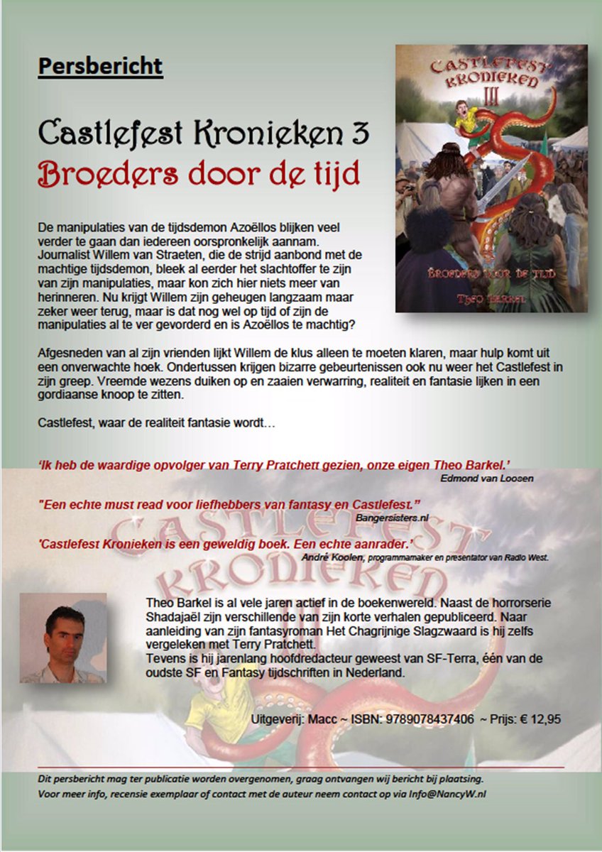 Persbericht: Castlefest Kronieken deel 3, Broeders door de tijd bezetenboeken.nl/informatief/ee…
