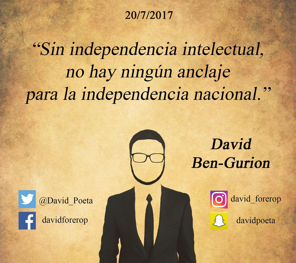 david_forerop's tweet photo. Día de ¿Independencia?

#FraseDelDia #FrasesConDavidPoeta

#FelizJueves #DavidBenGurion #DavidPoeta #20DeJulio #20Jul #QueColombiaSeSienta🇨🇴 https://t.co/1A1nktDd1T