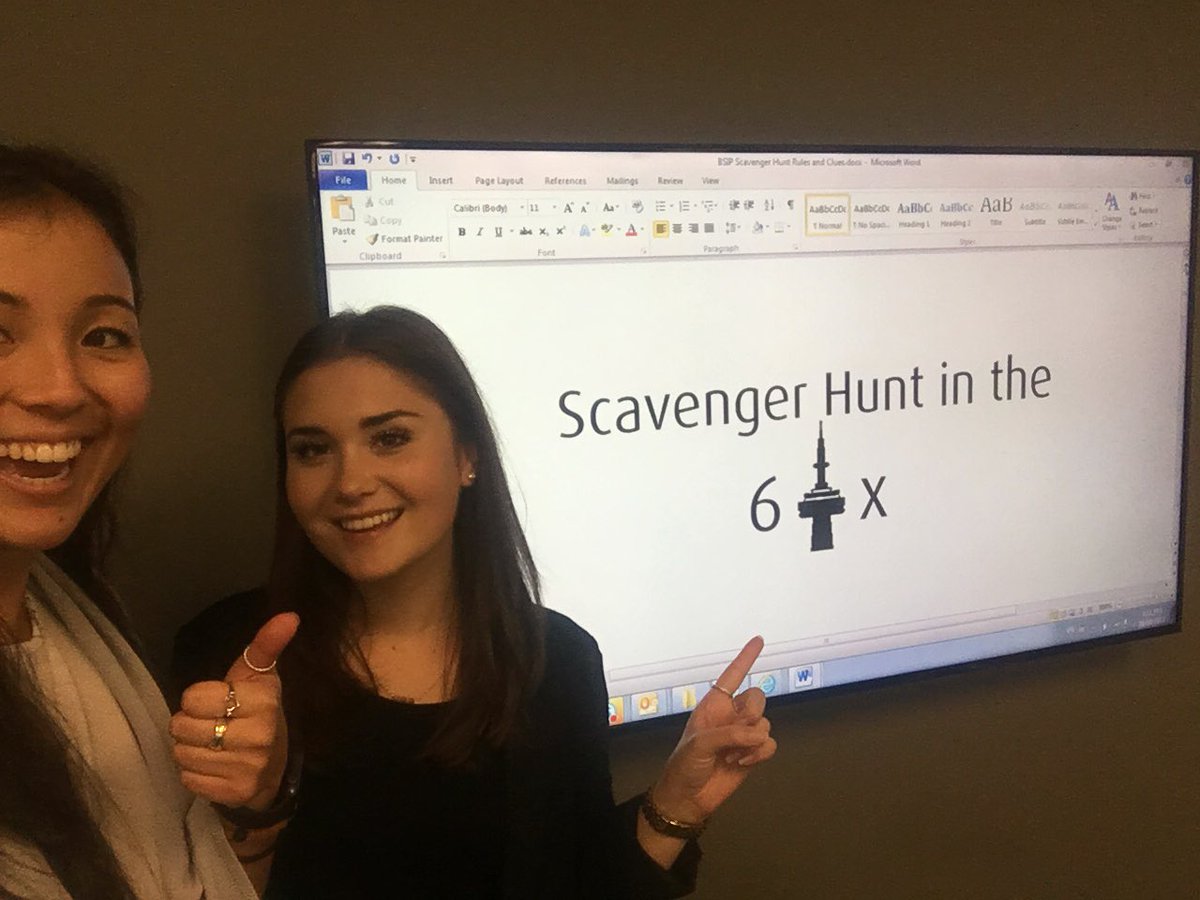 NatTak_'s tweet photo. So pumped for the BSIP Scavenger Hunt #BSIP2017 #Team1 @BMOonCampus https://t.co/Og2LF5pEOx