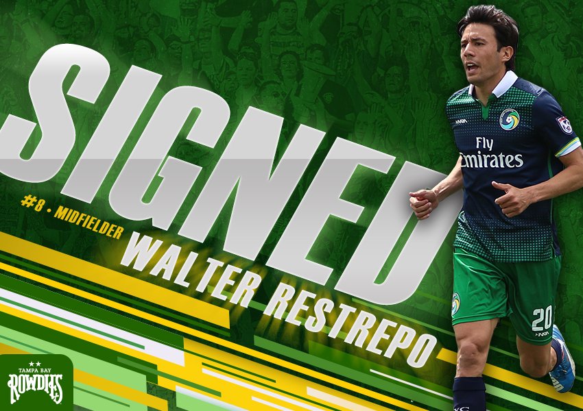 TampaBayRowdies's tweet photo. OFFICIAL: The Rowdies have signed winger @WRESTREPO1988 for the remainder of the @USL season!

Read more: https://t.co/ExlTJKPHLu https://t.co/lwoRv8wGrG