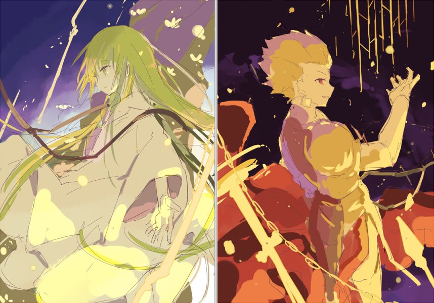エルキドゥ(Fate) ,ギルガメッシュ(Fate) 「迷う..............(ラフ) 」|水々のイラスト