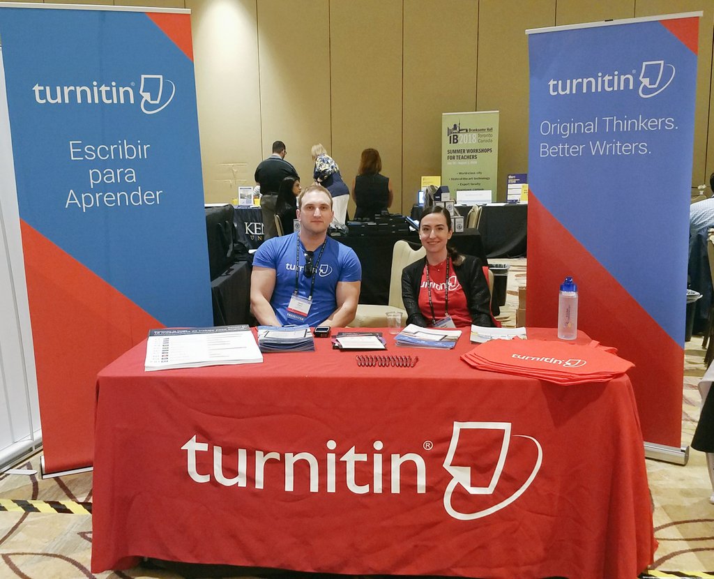 Turnitin's tweet photo. Are you at #IBGlobal? We are! Come visit our booth to learn about what is new with Turnitin! https://t.co/TwbISnZfZT