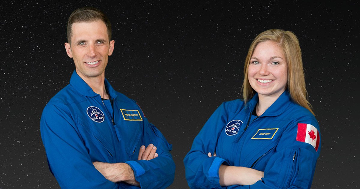 Photo of Canada's two newest astronauts, Jennifer Sidney and Joshua Kutryk