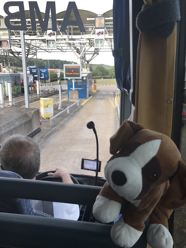 pinkskydiver's tweet image. Buster's ready to get on! Should have stopped at the dog park for a runaround! #walkies #eurotunnel #passportcheck #LiverpooltoLourdes