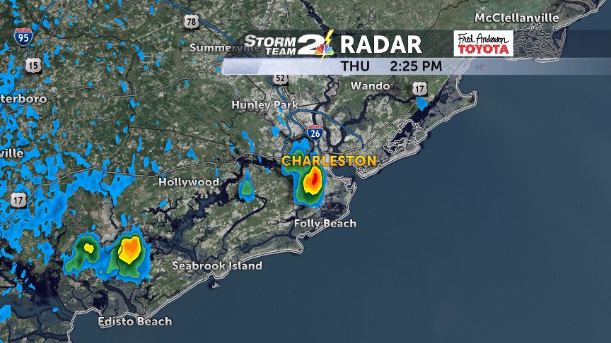 TodaywAshleyRae's tweet photo. As expected, a few showers and an isolated thunderstorm is firing along the seabreeze. Be alert for quick changes. https://t.co/ZGvkpSh1bk