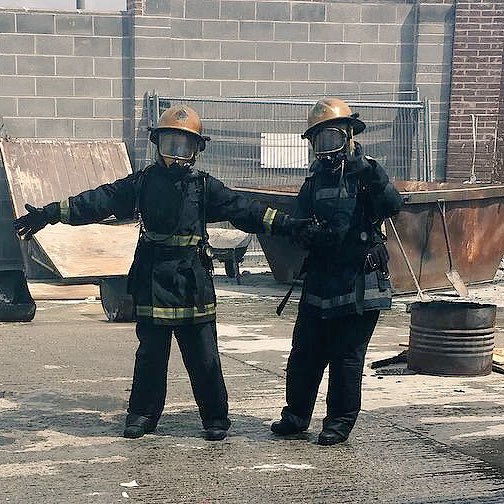 ChloeJaneCrawf2's tweet photo. Almost got all of my STCW certificates! One more day to go! (Here's a photo from fire training earlier) #cruisetraining https://t.co/EIlI2zO165