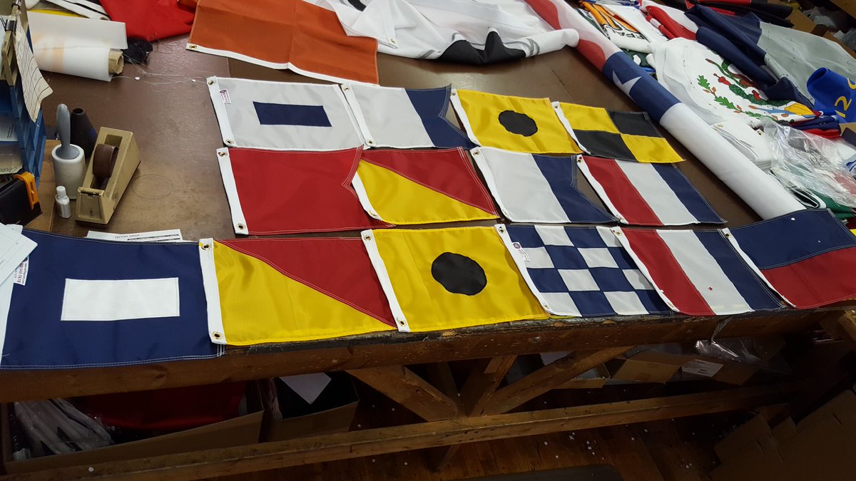 NatFlagCo's tweet photo. International Code Flags....... who can read this?   #FlagKnowledge  thank you for the order @TownePropApts ! #CincyMade https://t.co/sgaAayuHPQ