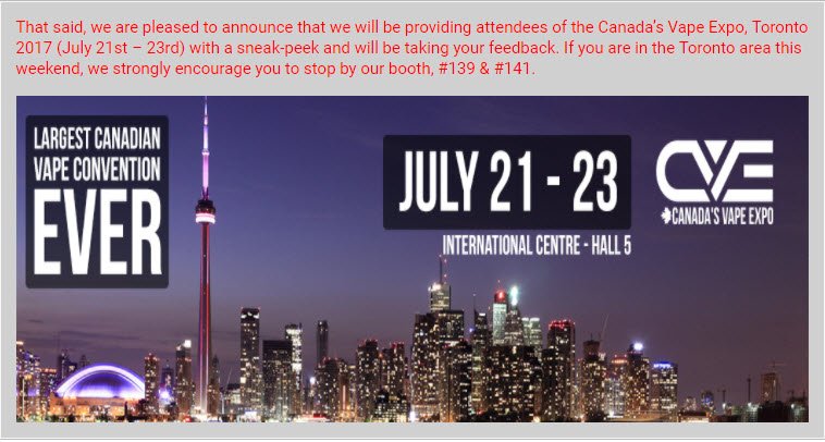 As if you needed another excuse to attend CVE Toronto this weekend?
Booths 139&amp;141
goo.gl/776gQ5
#ecig #Vaping = #HarmReduction