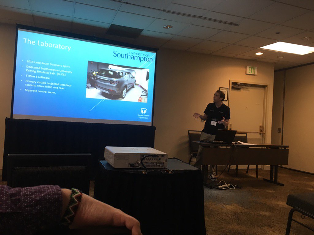 HFE_UoS's tweet photo. James Brown informing us how we built our state of the art driving simulator #SUDS #Ahfe2017 https://t.co/jImwIrgknH