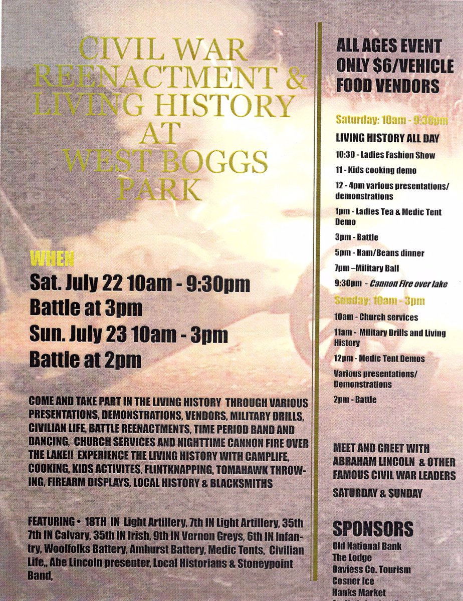 The museum will be closed Saturday to attend the Civil War History event at West Boggs Park.